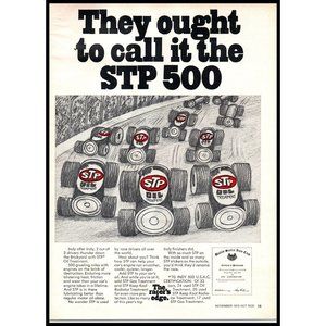 1970 STP Oil Treatment Indy 500 Vintage Print Ad Brickyard Race Car Wall Art